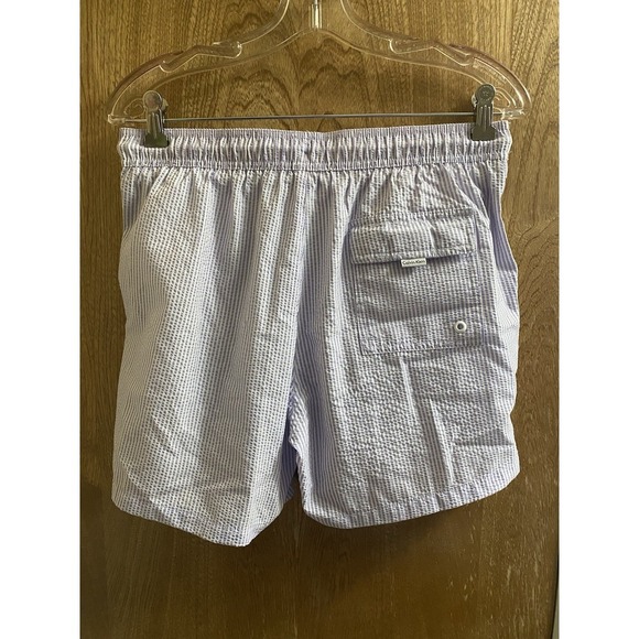 Calvin Klein Men's Purple Pinstripe Stretch Waist Swim Trunk Shorts Size M 5" - Picture 2 of 13